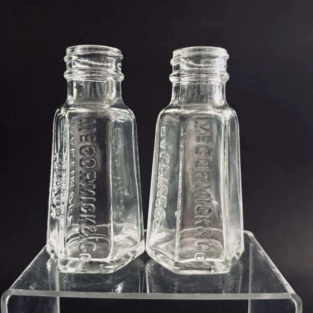 Pair of Vintage Mccormick‎ & Co Spice Shakers Baltimore No Lids